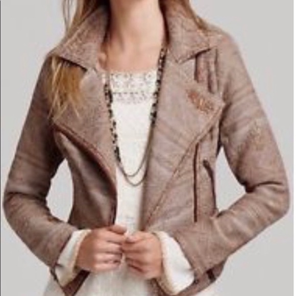 Free people brown tapestry Moto jacket - Picture 2 of 8
